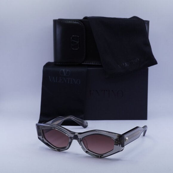 Valentino V-TRE VLS-101C Cat Eye Sunglasses - Translucent Grey